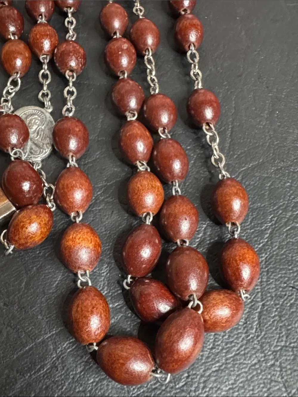 Vintage Brown Seed Bead ROSARY Signed Italy